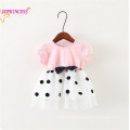 Colorido crianças verão vestido bow tie design polk dot crianças verão desgaste bebê roupas preço de fábrica